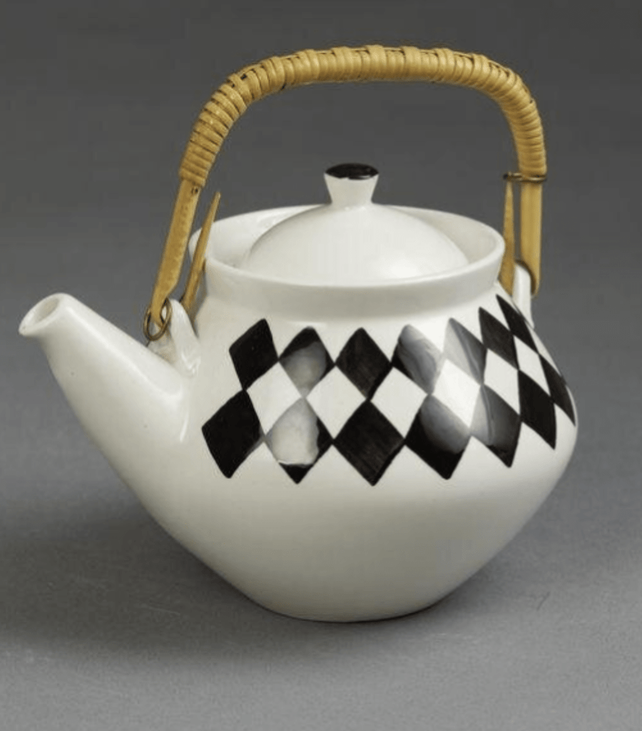 Svart Ruter, teapot and Lid designed by Karin Björquist